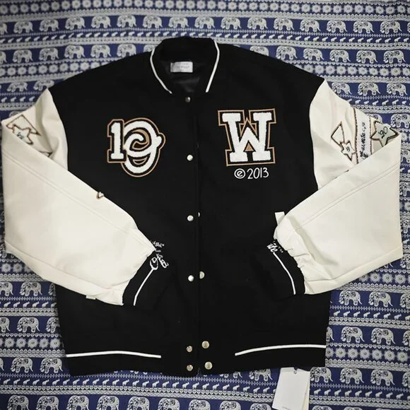 Off-White Black and White Baseball Jacket - Picture 1 of 6
